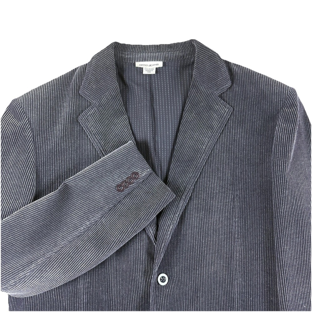 DKNY Jeans Charcoal Corduroy Blazer Jacket Men's L Retro 90s Inspired Streetwear